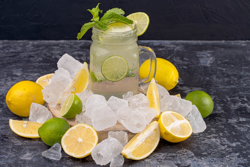 Fresh lemonade with mint and ice